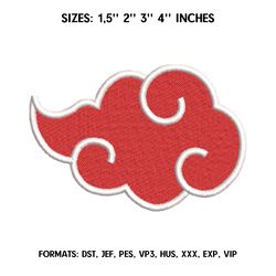 akatsuki cloud embroidery design file pes. anime embroidery design. machine embroidery pattern, naruto embroidery