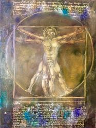 vintage oil painting vintage artwork vintage art vitruvian man leonardo da vinci oil painting on canvas