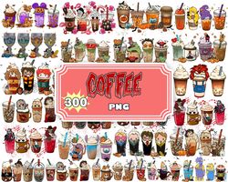 300 coffee  png sublimation design bundle , halloween coffee cups png, christmas coffee cups png bundle,digital download