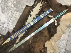 the legend of zelda custom handmade stainless steel master sword full tang with scabbard, costume armor ,best gift for h