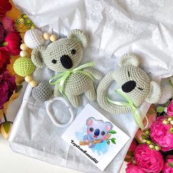 baby gift box koala. baby rattle, stroller toy