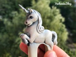 carved wooden hair fork with baby unicorn, summer hair clip, wood hair stick, bun holder for long hair, hair accessories