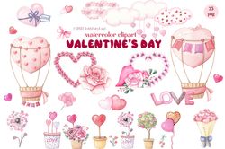 35 png of lovely valentine watercolor happy valentines day sublimation clipart