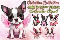 06 files of valentine puppy boston terrier clipart happy valentine sublimation design