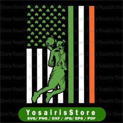Volleyball Player SVG, Funny American Irish Flag Volleyball St Patrick's Day Cut File Sublimation Design