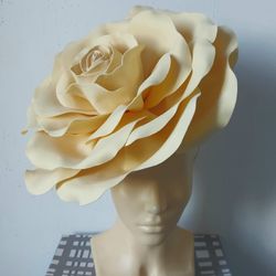 puffy rose fascinator kentucky derby hat ladies' day, tea party, church hat, bridal accessory, headpiece wedding