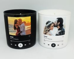 9oz. custom song couples candle | personalized photo candle | anniversary, gifts for her | scented  handmade candle