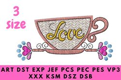 love cup embroidery design. suitable for valentine's day