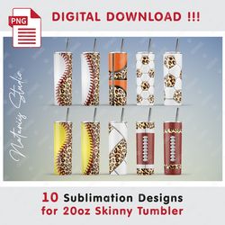 10 sport leopard print templates - seamless sublimation patterns - 20oz skinny tumbler - full tumbler wrap