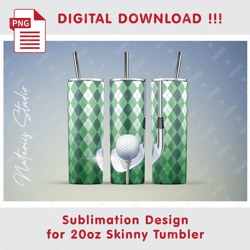 golf template - seamless sublimation pattern - 20oz skinny tumbler - full tumbler wrap