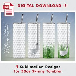 4 golf templates - seamless sublimation patterns - 20oz skinny tumbler - full tumbler wrap