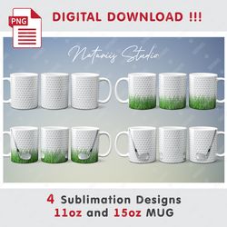 4 golf sublimation designs - 11oz 15oz mug - digital mug wrap