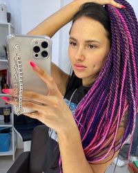 purple lilac pink mix ombre braids synthetic twisted smooth double ended de dreadlocks full set (60 pcs de)