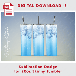 realistic ice drink design - seamless sublimation pattern - 20oz skinny tumbler - full tumbler wrap