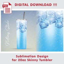 realistic ice drink design - seamless sublimation pattern - 20oz skinny tumbler - full tumbler wrap