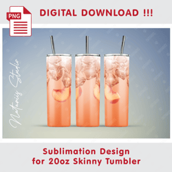 realistic ice drink design - seamless sublimation pattern - 20oz skinny tumbler - full tumbler wrap