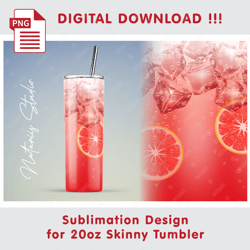 realistic ice drink design - seamless sublimation pattern - 20oz skinny tumbler - full tumbler wrap