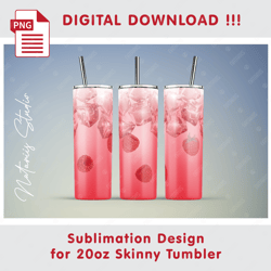 realistic ice drink design - seamless sublimation pattern - 20oz skinny tumbler - full tumbler wrap