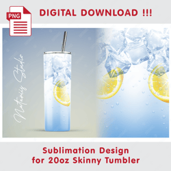 realistic ice drink design - seamless sublimation pattern - 20oz skinny tumbler - full tumbler wrap