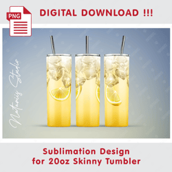 realistic ice drink design - seamless sublimation pattern - 20oz skinny tumbler - full tumbler wrap