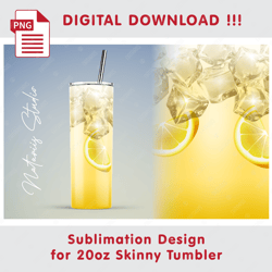 realistic ice drink design - seamless sublimation pattern - 20oz skinny tumbler - full tumbler wrap