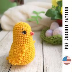 crochet easter chick pattern, amigurumi bird pattern. crochet easter decor pattern by crochettoysforkids