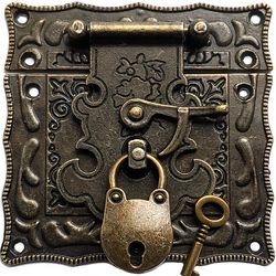 square swing latches vintage bronze gift box large hasp metal lock catch for wooden box suitcase buckle clasp 83*83mm