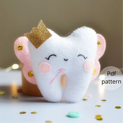 personalized tooth fairy pillow with crown pdf printable instant download