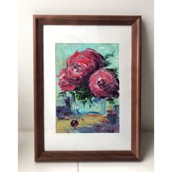 roses oil painting flowers original art wall art decor