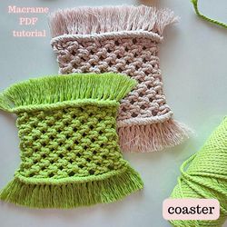 macrame coaster instructions / macrame coaster pdf pattern /  pdf macrame tutorial coaster beginner / mug rug pattern /