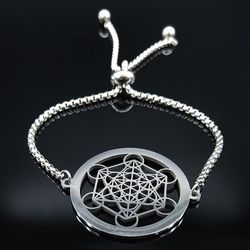 metatron cube stainless steel bracelet. sacred geometry jewelry