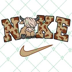 highland cow x nike svg, logo brand svg, animal svg instant download