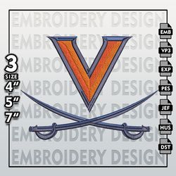 virginia cavaliers embroidery files, ncaa logo embroidery designs, ncaa cavaliers, machine embroidery designs