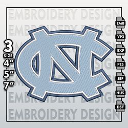 north carolina tar heels embroidery files, ncaa logo embroidery designs, ncaa tar heels, machine embroidery designs