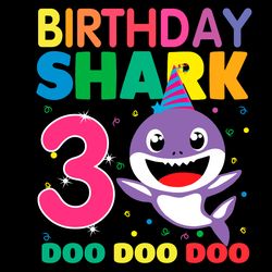 birthday shark 3 doo doo doo svg, birthday svg, shark birthday svg, baby shark birthday svg digital download