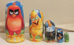 nesting dolls angry birds russian wooden matryoshka nested doll 5 pieces