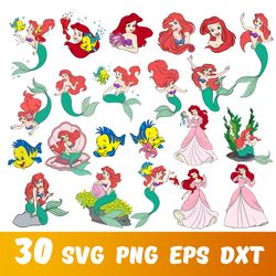 little mermaid bundle svg, little mermaid cricut file, mermaid digital vector file, little mermaid svg, png, dxt, eps