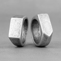 men's ring. square signet. bullet ring. stainless steel
