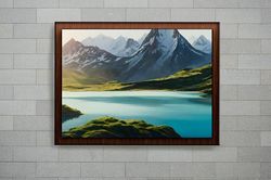 landscape art - mountains and lake