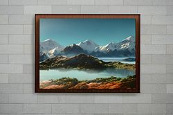 landscape art - mountains and lake