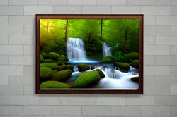 landscape art - waterfall in forest