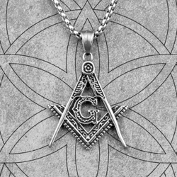 masonic necklace. stainless steel mason pendant. mason emblem charm. freemason jewellery