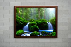 landscape art - waterfall in forest