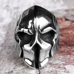 spartan helmet men's ring. stainless steel signet