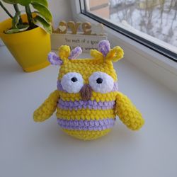 plush owl toy, stuffed animals, crochet owl, plush baby toys, gift for kids