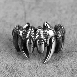 jaws ring, vampire teeth ring, monster fangs ring, brutal ring, rings for men, men jewelry, stainless steel ring, gift