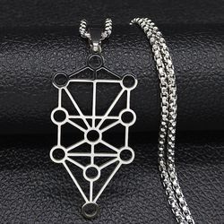 kabbalah tree of life pendant. stainless steel sephiroth / qliphoth astrology necklace. sephirot tree of life jewelry