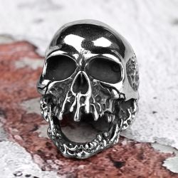 skull ring. plague ring. stainless steel signet skull. men's ring. gothic ring. biker ring. punk ring. men signet steel
