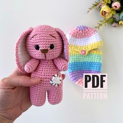 crochet pattern bunny in rainbow egg - amigurumi easter rabbit - hatching toy - english pdf