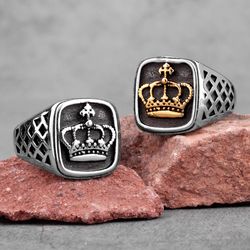 stainless steel crown ring. men's ring. signet of the queen crown. queen crown ring. king ring. rings for women. signet